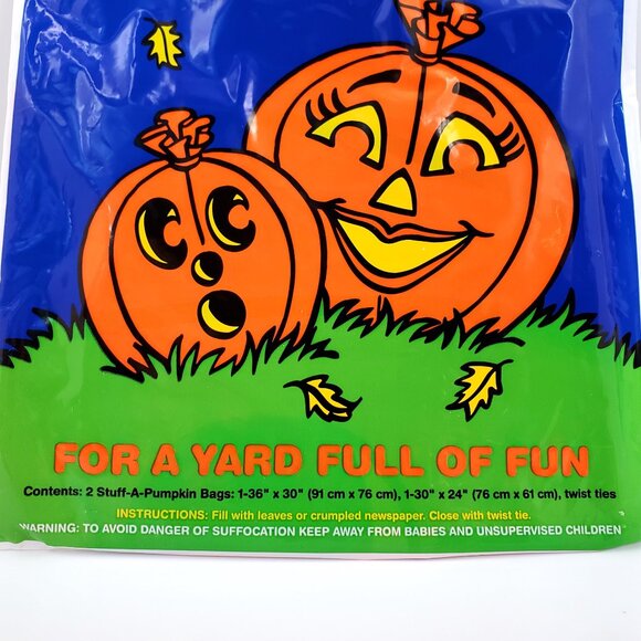 Vintage “Stuff-A-Pumpkin” Lawn & Leaf Bags – Set of 2 – NEW - Picture 2 of 6